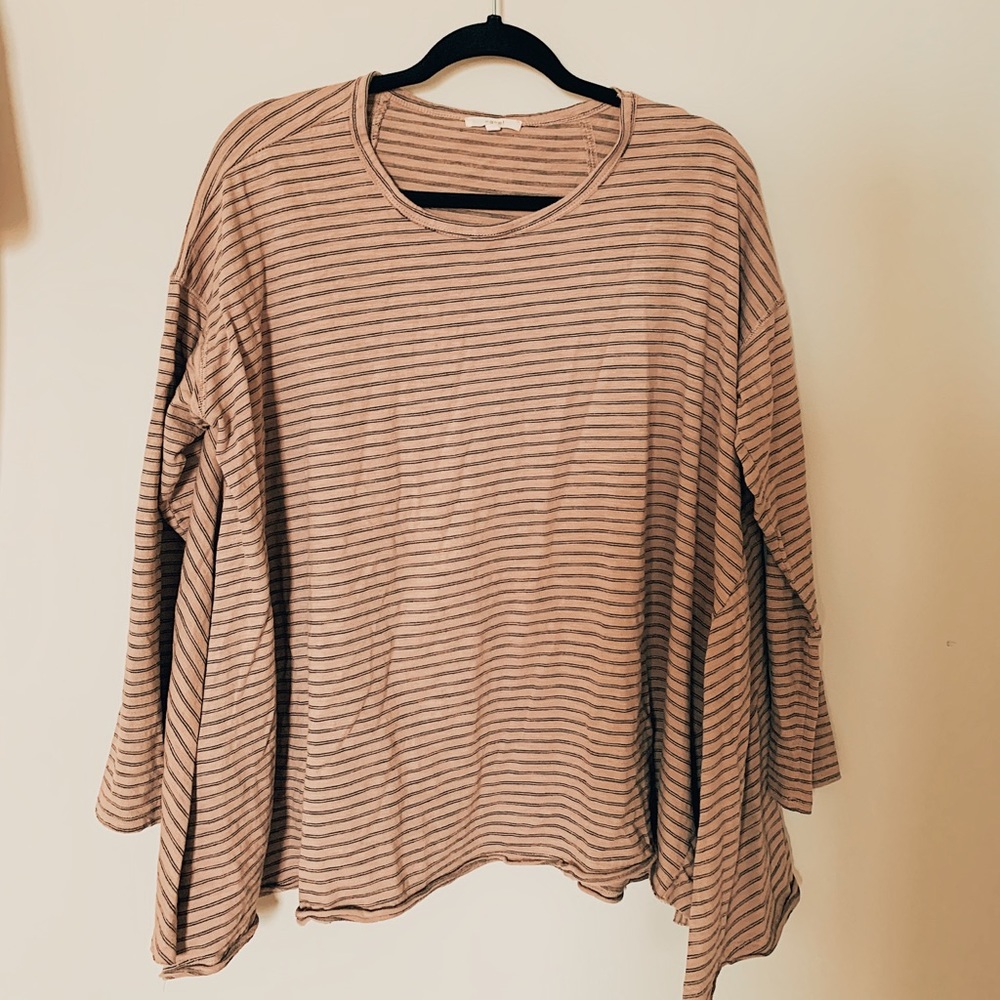 Easel (boutique) striped oversized long sleeve top